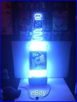 Vintage Miller Lite Ice 41x 12 Light Up Neon Fill Up Motion Bottle Beer Sign
