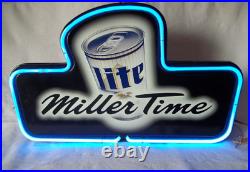 Vintage Miller Lite Neon sign Miller Time 13.5 x 22 x 4 Wall Or Counter