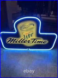 Vintage Miller Lite Neon sign Miller Time 13.5 x 22 x 4 Wall Or Counter