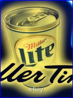 Vintage Miller Lite Neon sign Miller Time 13.5 x 22 x 4 Wall Or Counter