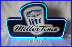 Vintage Miller Lite Neon sign Miller Time 13.5 x 22 x 4 Wall Or Counter