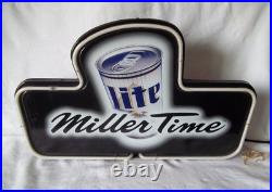 Vintage Miller Lite Neon sign Miller Time 13.5 x 22 x 4 Wall Or Counter