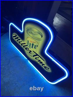 Vintage Miller Lite Neon sign Miller Time 13.5 x 22 x 4 Wall Or Counter