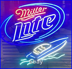 Vintage Miller Lite Speedboat Beer Neon Sign Light, Hanging 24x20
