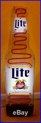 Vintage Miller Lite neon beer bottle advertising sign. Works great