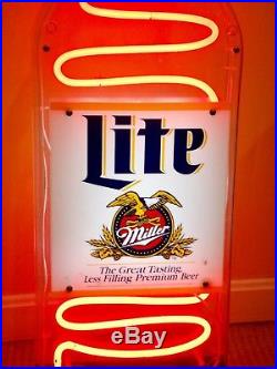 Vintage Miller Lite neon beer bottle advertising sign. Works great