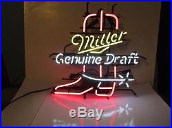 Vintage Miller Mgd Cowboy Boot Neon Lit Bar Sign Beautiful