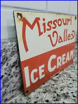 Vintage Missouri Valley Porcelain Sign Ice Cream Gas Station Oil Washington Neon