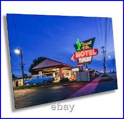Vintage Motel Neon Sign Photography Desert Hills Retro Wall Art Decor