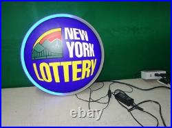 Vintage NEW YORK NY LOTTERY CIRCULAR SIGN Neon Lamp Blue Lotto 16