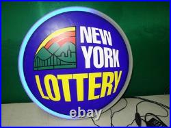 Vintage NEW YORK NY LOTTERY CIRCULAR SIGN Neon Lamp Blue Lotto 16