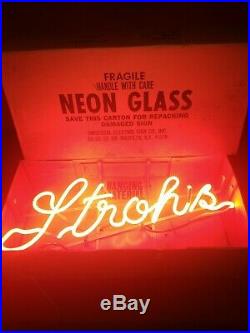 Vintage NOS 1984 STROHS Neon Beer Sign with Box