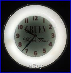 Vintage Neon Advertising Clock Gruen Watch Time Sign 16 Dualite