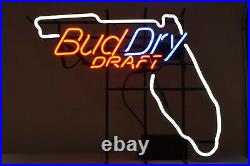 Vintage Neon Bud Dry Draft Florida Map Sign 29 x 23.5