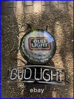 Vintage Neon Bud Light Sign, approx. 21 x 21 tall, 120V