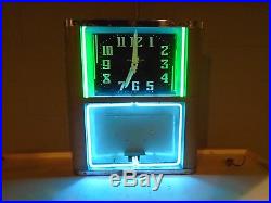 Vintage Neon Clock Advertising Sign Neon-Ray Clock Co. WORKS Large RARE 1950s