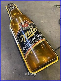 Vintage Neon Miller Draft Beer Bottle Brewing Works Bar Sign