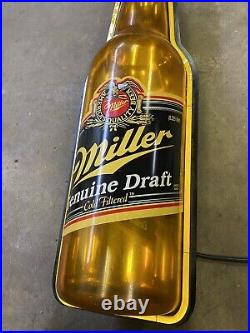 Vintage Neon Miller Draft Beer Bottle Brewing Works Bar Sign