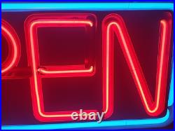 Vintage Neon OPEN Sign Window Lg Business Real Neon Electric 36x17 FALLON 1999