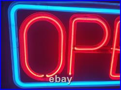 Vintage Neon OPEN Sign Window Lg Business Real Neon Electric 36x17 FALLON 1999