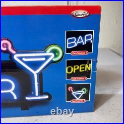 Vintage Neon Open Bar Sign Light Cocktail Martini, Nostalgia