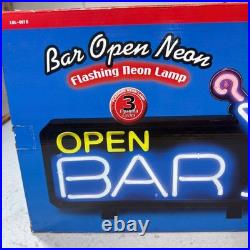 Vintage Neon Open Bar Sign Light Cocktail Martini, Nostalgia