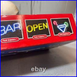 Vintage Neon Open Bar Sign Light Cocktail Martini, Nostalgia