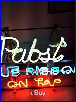 Vintage Neon Pabst Blue Ribbon On Tap Beer Sign PBR 3 Colors Bar Pub MADE USA