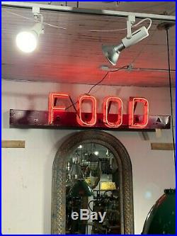 Vintage Neon Red FOOD Sign, Rare Retro Wall Accent