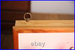 Vintage Neon Sign Pink hanging light wood frame Retro MID CENTURY 80s HOME Lamp