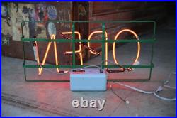 Vintage Neon Sign STORE DISPLAY hanging OPEN Sign GREEN METAL FRAME old Vintage Neon Sign STORE DISPLAY hanging OPEN Sign GREEN METAL FRAME old