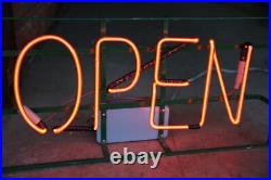 Vintage Neon Sign STORE DISPLAY hanging OPEN Sign GREEN METAL FRAME old Vintage Neon Sign STORE DISPLAY hanging OPEN Sign GREEN METAL FRAME old