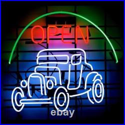 Vintage Old Auto Car Garage Open 20x16 Neon Sign Lamp Light Display Wall Decor