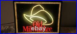 Vintage Old Milwaukee Lighted Beer Sign Faux Neon Sign Cowboy Hat