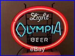 Vintage Olympia Neon Beer Sign Oval Light Olympia 24 Man Cave Bar Sign 1960