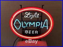 Vintage Olympia Neon Beer Sign Oval Light Olympia 24 Man Cave Bar Sign 1960
