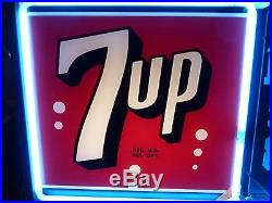Vintage & Original 7Up Neon Lighted Advertising Clock Sign Pam Soda Pop Beverage