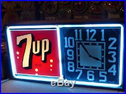 Vintage & Original 7Up Neon Lighted Advertising Clock Sign Pam Soda Pop Beverage