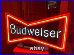 Vintage Original Anheuser Busch Budweiser Bowtie Beer Neon Sign 1990 WoW CLEAN