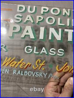 Vintage Original Hand-Painted Du Pont Paints Sign Johnstown, NY Star Neon Co