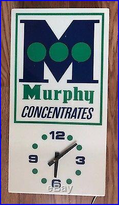 Vintage Original Light Up Advertising Clock Sign Murphy's Concentrate Neon