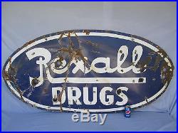 Vintage Original Porcelain Rexall Drugs Neon Sign Store Old Patina Oval 6' x 3