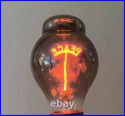 Vintage PEACE SIGN & Word Aerolux DuroLite Neon Light Bulb Orange WORKS Rare