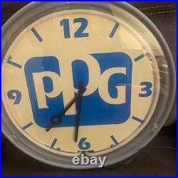 Vintage PPG Paints Advertising Neon Light Up Wall Clock 16 Read Description