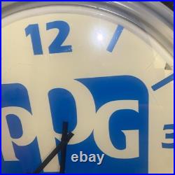 Vintage PPG Paints Advertising Neon Light Up Wall Clock 16 Read Description