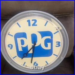 Vintage PPG Paints Advertising Neon Light Up Wall Clock 16 Read Description