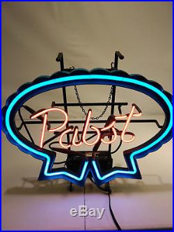 Vintage Pabst Blue Ribbon Beer Neon Sign Mercury Gas Red WORKS Advertising NICE