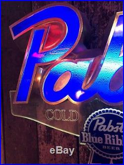 Vintage Pabst Blue Ribbon PBR Beer Sign Light Rockabilly Vivid Color Neon Light
