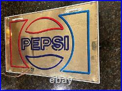 Vintage Pepsi Logo Advertisement Lighted Sign Faux Neon Light Wall Mounts