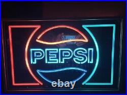 Vintage Pepsi Logo Advertisement Lighted Sign Faux Neon Light Wall Mounts